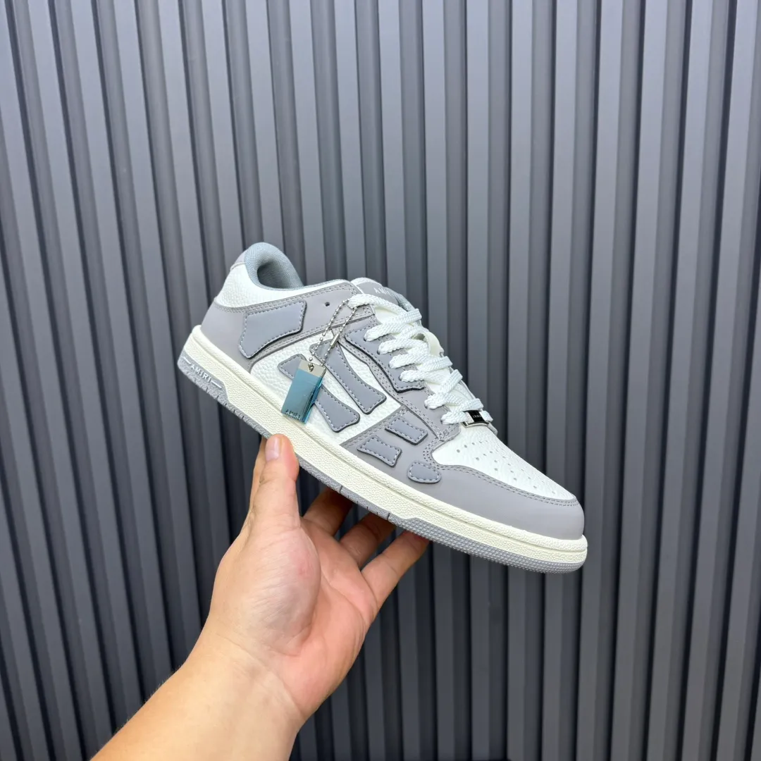Men's men's shoes 💰600 AMIRI high street sneakers with bone sports shoes, toe layer cowhide upper, upper side bones, hand-stitched, good three-dimensional effect, customized metal LOGO, size 38-45 46